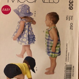 McCall&#39;s Pattern #6309 -Sz-S,M,L,XL- Infant Fashion Essentials- Infant Dress, Panties Romper, Diaper Cover, Hat