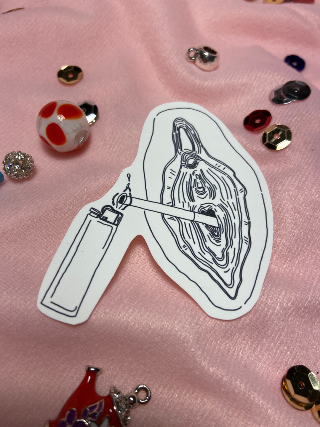 3-Pack Vagina Smoking cigarette matte line art sticker pack