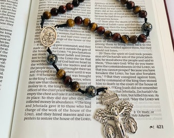 St Joseph Rosary | Customizable, Tiger’s Eye, Rosary Catholic Gifts, Confirmation Gifts, First Communion Gifts, Baptism Gifts