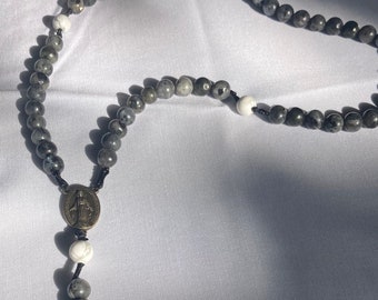 Little Moon Rosary | Customizable, Larvikite, Marble, Rosary Catholic Gifts, Confirmation Gifts, First Communion Gifts, Baptism Gifts