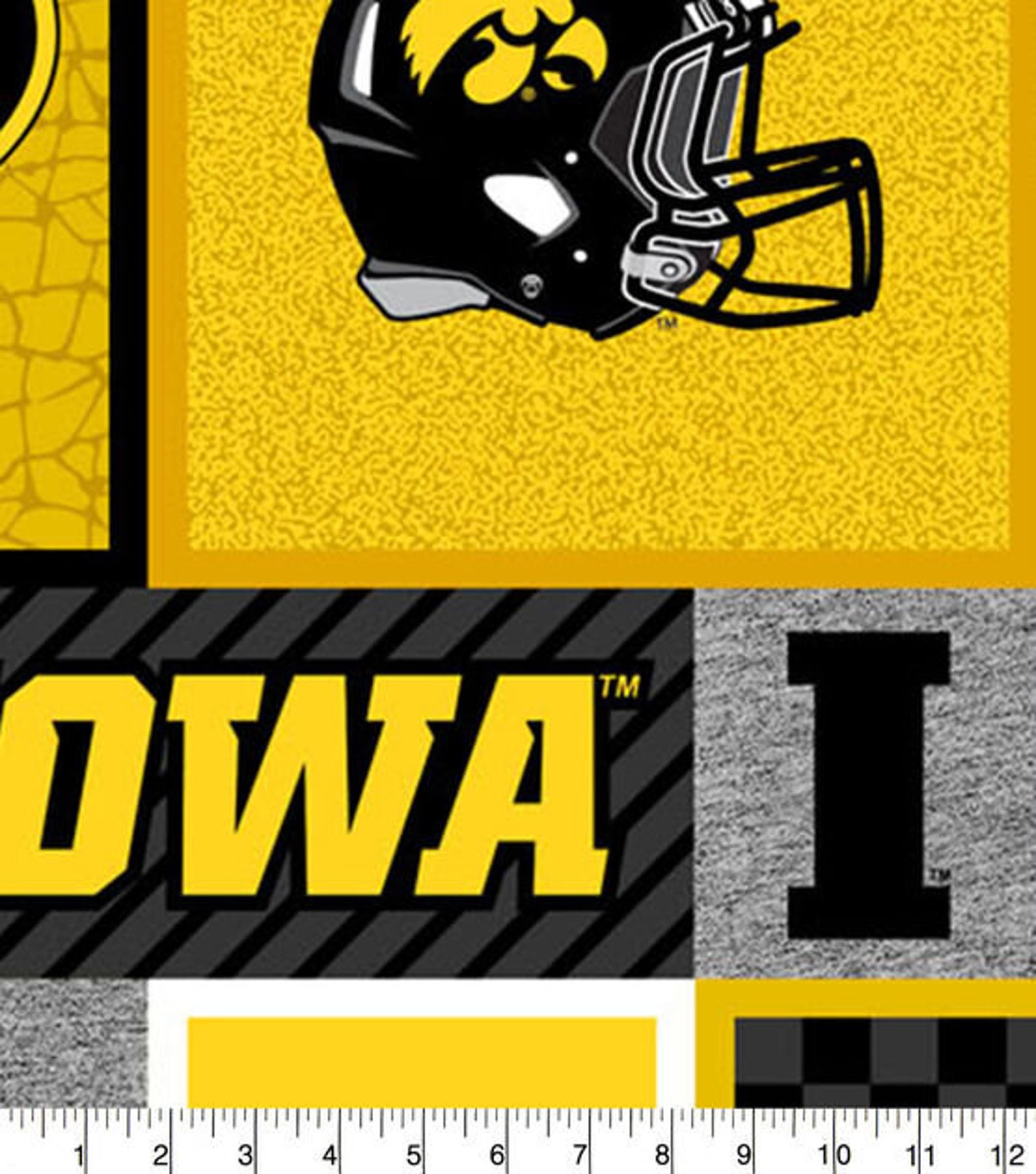 University of Iowa Patches Fleece Fabric by the yard Etsy