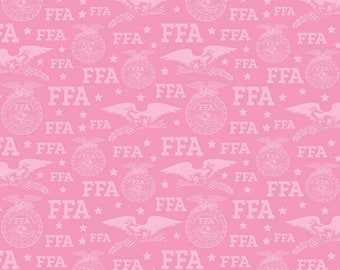 FFA Emblems on Pink Fabric - FFA Forever Blue - Riley Blake Designs - 100% Cotton Fabric By the Yard
