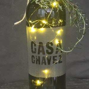 Custom Engraved Wine Bottle Centerpiece with Fairy Lights