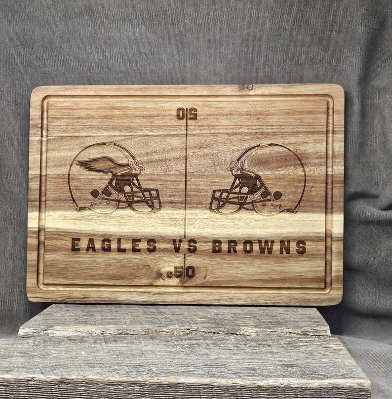 Personalized Acacia Wood Football Cutting Board: Game Day Gift