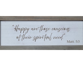 2026 Year Text Sign, Personalized Scripture Wall Decor, Rustic Christian Gift, Custom Bible Verse Wood Frame, Matt 5:3