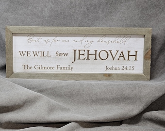 Personalized Family Scripture Sign: Engraved Wood Farmhouse Decor