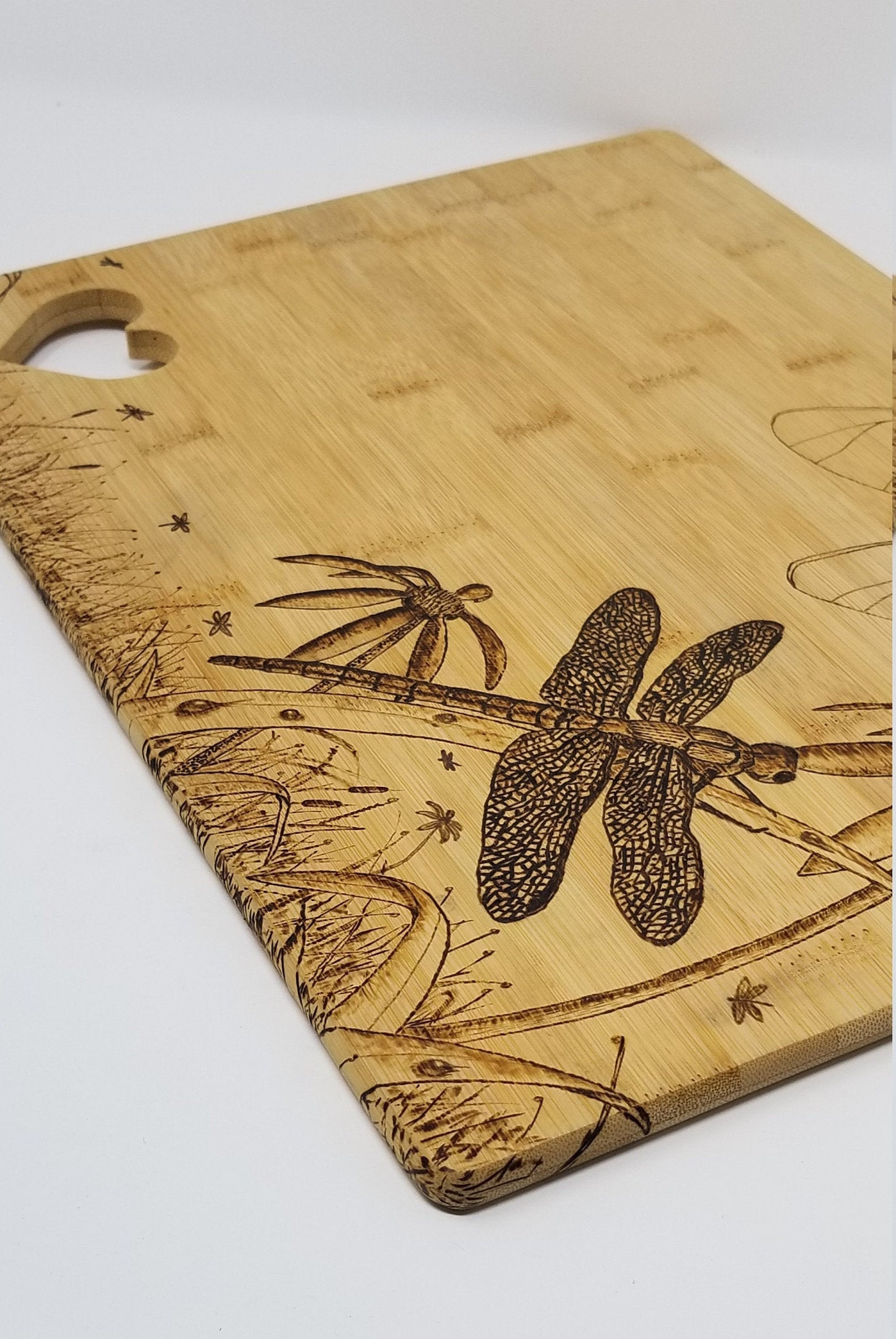 Dragonflies in Meadow Lifetime Art Warranty, Bamboo Cutting Board With
