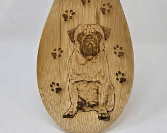 Pug Lover Bamboo Spoon Set, Engraved Dog Kitchen Gift, Funny Pug Cooking Spoon, Dog Mom Gift, Bamboo Utensils