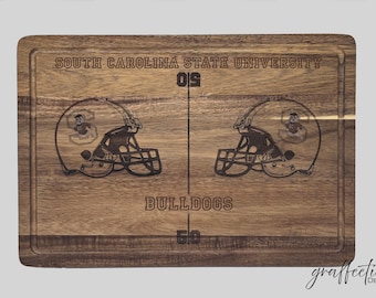 SCSU Bulldogs - Engraved Cutting Board, Custom Football Helmet Design | Fundraiser Edition