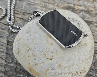 Custom Engraved Necklace, Personalized Coordinates Necklace, Anniversary Gift for Him, Latitude Longitude Keepsake, Dog Tag Necklace