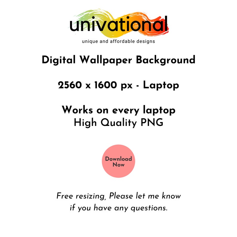May include: A digital wallpaper background for laptops, featuring a colorful abstract design. The image is 2560 x 1600 pixels and is available for download. The text "univational" is at the top of the image, with the tagline "unique and affordable designs".