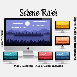 Serene River in 6 Colors, Desktop Wallpaper, Mac Wallpaper, Desktop Background, Computer Wallpaper, Mac Background, PC Wallpaper