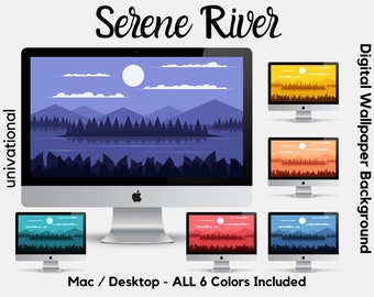 Serene River in 6 Farben, Desktop-Hintergrund, Mac Wallpaper, Desktop-Hintergrund, Computer-Hintergrund, Mac-Hintergrund, PC Wallpaper