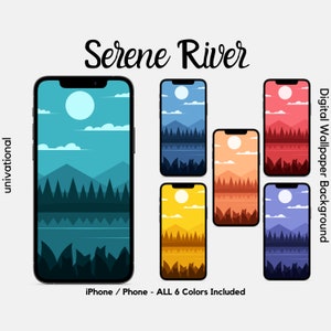 Serene River iPhone Wallpaper Bundle in 6 Farben, Telefon Hintergrund, iPhone Hintergrund, Telefon Hintergrund, Android Wallpaper