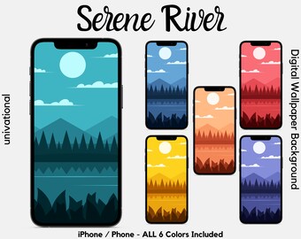 Serene River iPhone Wallpaper Bundle in 6 Colors, Phone Wallpaper, iPhone Background, Phone Background, Android Wallpaper