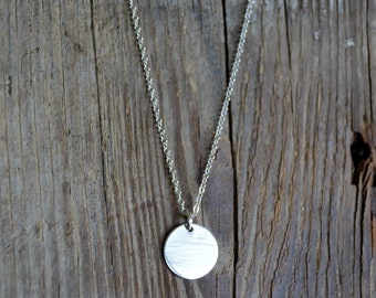Silver Circle Necklace, Coin Necklace, Disc Pendant, Dot Charm, Woman Necklace, Minimalist Jewelry, Sterling Silver Necklace, Gift for Her