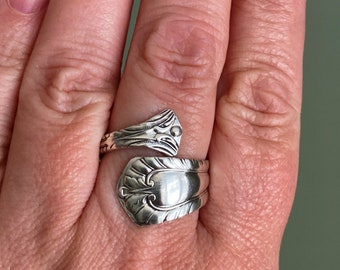 Sterling Silver Boho Ring, Chunky Spoon Ring, Fork Ring, Unique Vintage Jewelry, Up Cycled Jewelry, Silverware Ring, One of a Kind Ring
