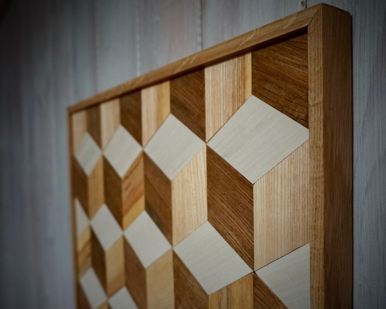 3D Pattern Cube Decor wooden / Wood Cube Illusion Art Etsy