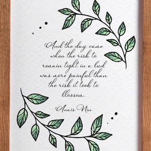 Anaïs Nin Quote Art Print: Inspirational Literary Decor