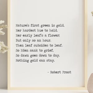 Robert Frost Poem Print: Nothing Gold Can Stay, Minimalist Literary Wall Art