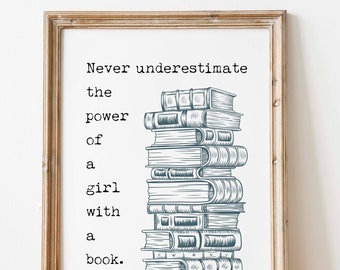 RBG Print: Ruth Bader Ginsburg Quote, Girl with Book - Framed/Unframed