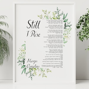 Still I Rise Maya Angelou Gedicht Feministische Kunst Wandkunst Selbstachtung Zitat Schlafzimmer Wandkunst Wohnheim Wanddekorationen gerahmte und ungerahmte Optionen