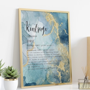 Kintsugi Meaning print - Kinsukuroi Definition Poster - Japanese Definition print - Physical Print Without Frame