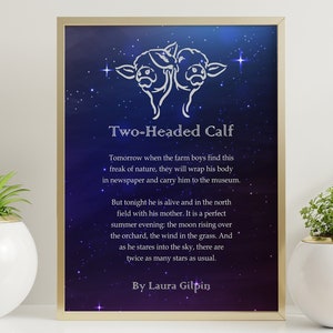 Two Headed Calf by Laura Gilpin - Illustrated Poem Print - There are twice as many stars as usual - Framed & Unframed Options