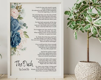The Dash Poetry Printable Poem by Linda Ellis Live Your - Etsy