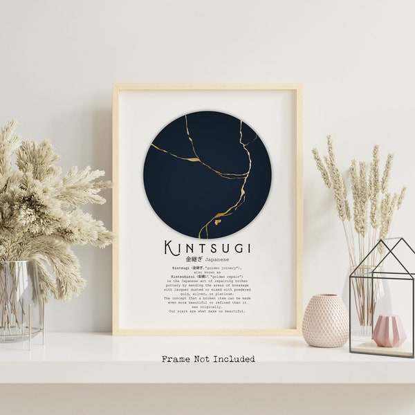 Kintsugi print - Kintsukuroi Definition Poster - Japanese Definition print - Framed & Unframed Options