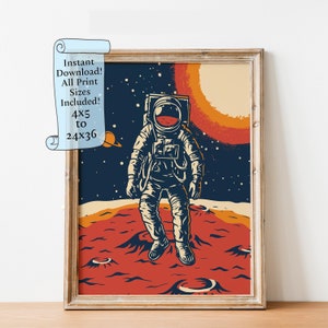 Spaceman illustration - Vintage Space Travel - Astronaut Downloadable print - Instant download