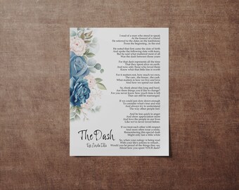 The Dash Poetry Printable Poem by Linda Ellis Live Your - Etsy