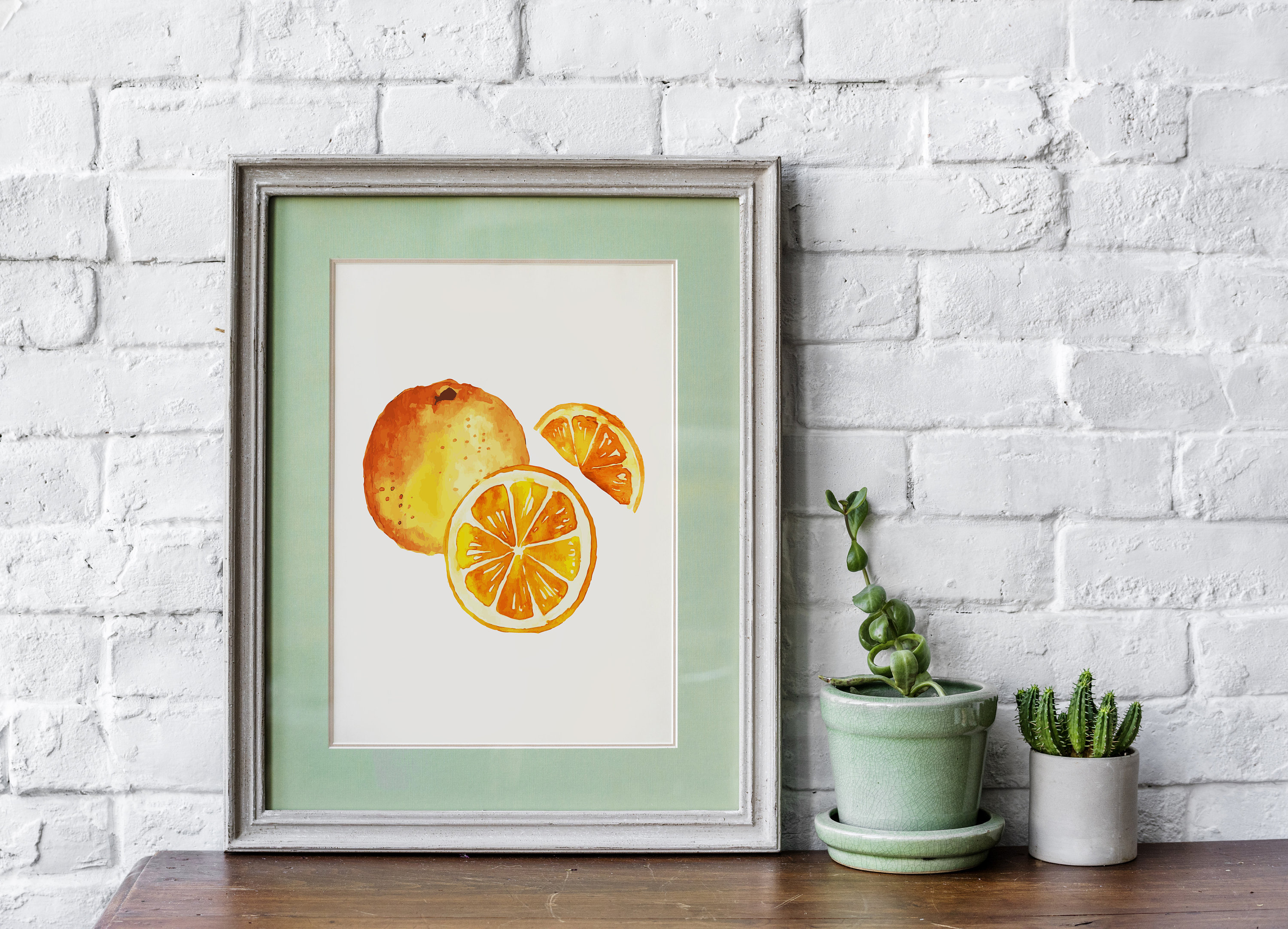 Watercolor Orange Downloadable print Citrus wall art for Etsy