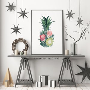 Tropical Wall Art Pineapple Floral Plant Collage Hibiscus Flowers Downloadable print Tropical Plants Printable wall art image 5