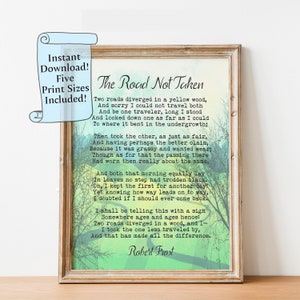 Robert Frost Poem Print: The Road Not Taken, Watercolor Landscape (Digital Download)