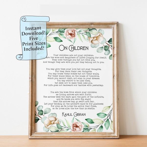 Printable Poem on Children Kahlil Gibran - Etsy