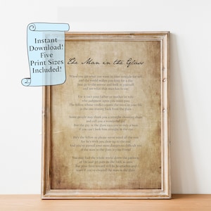 The Man In The Glass Instant Download Poesia Stampa di Dale Wimbrow, The Guy In The Glass Poesia Stampa, Carta Antica Stile Minimalista Stampabile