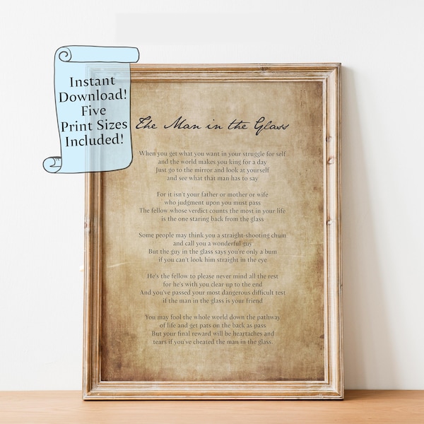Man in the Glass Poem Printable - Etsy
