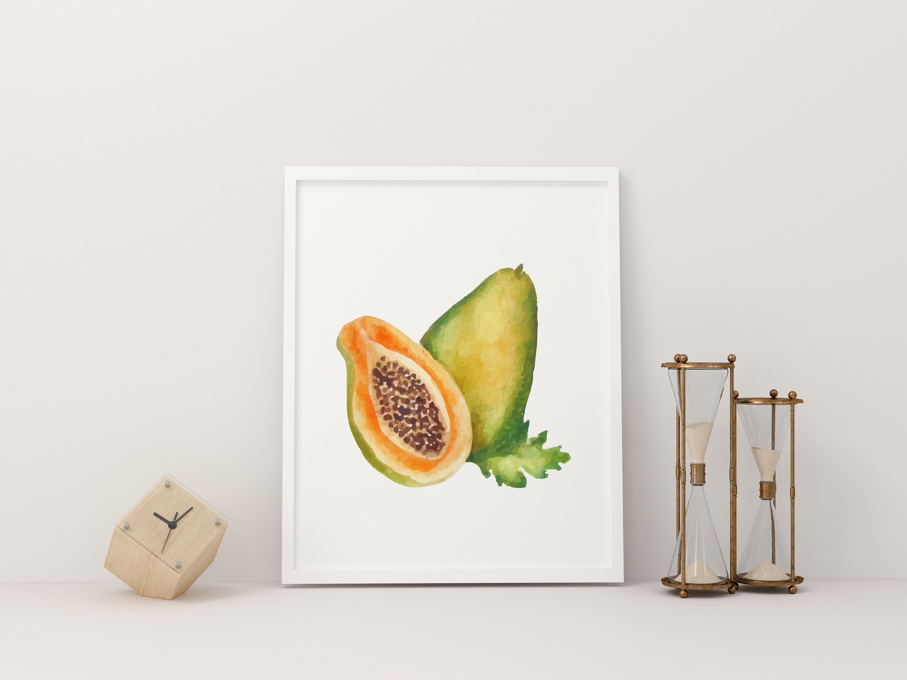 Acuarela Papaya impresión descargable arte de la pared de la Etsy