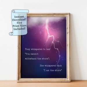 Art mural imprimable Je suis la tempête, citation stimulante en téléchargement numérique, décoration féministe tempête de foudre, affiche inspirante en téléchargement immédiat