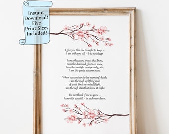 Impresión de poema funerario: "Aún estoy contigo" Regalo de condolencia (Descarga digital)