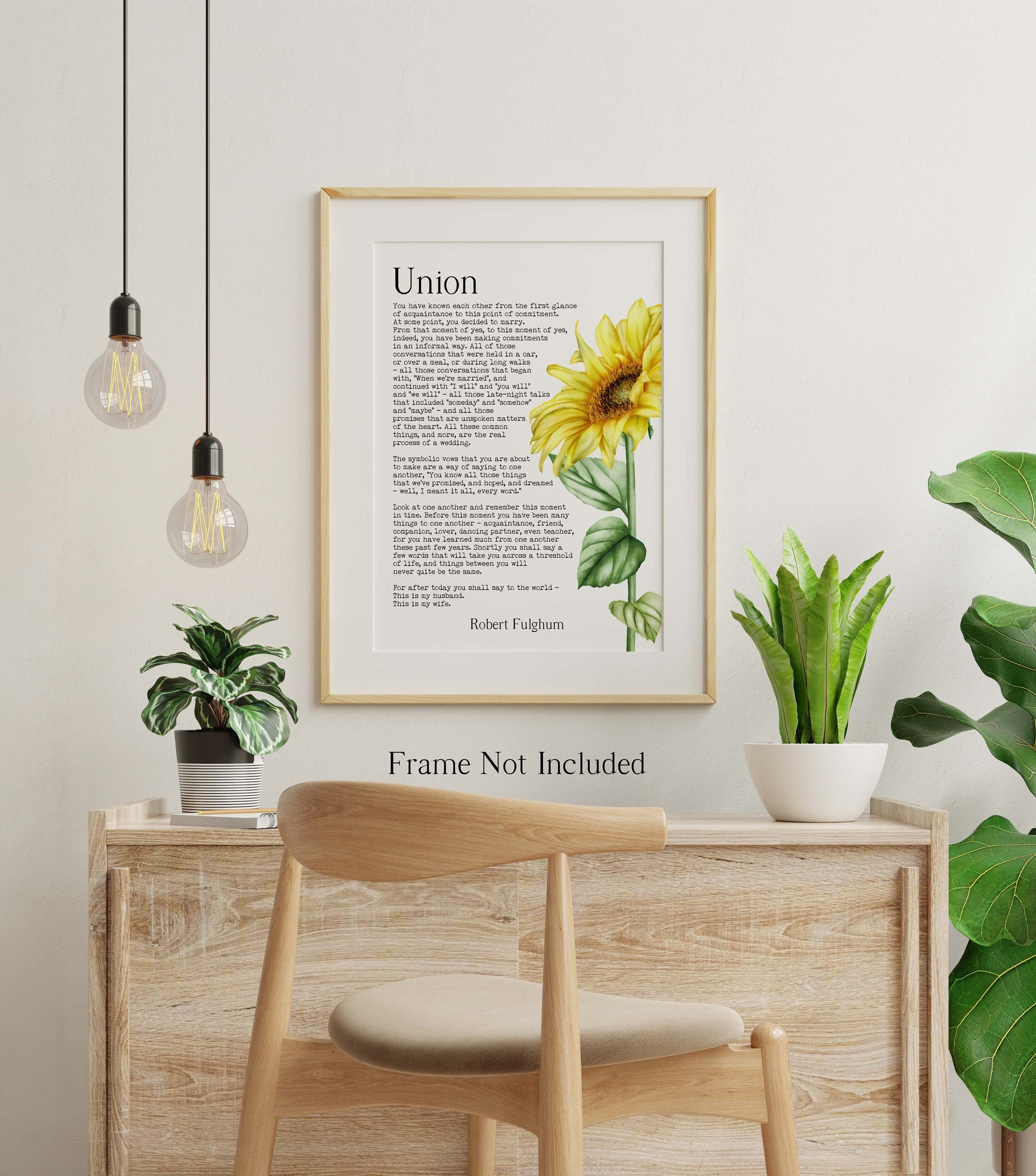 Robert Fulghum 'union' Poem Print: Sunflower Wedding Decor (instant ...