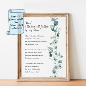 Hope is the thing with feathers - Emily Dickinson Poem - Printable wall art - Instant Download - Poetry Poster Print - Digital Download