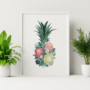 Tropical Wall Art Pineapple Floral Plant Collage Hibiscus Flowers Downloadable print Tropical Plants Printable wall art image 6