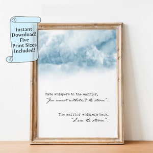 The warrior whispers back, I am the storm - Wall Art Poster - Inspirational Wall Art - Storm Clouds - Printable Wall Art