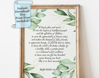 Emerson Poem Print: Inspirational Wall Art To Laugh Often and Much (Digital Download)