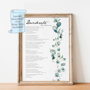 Desiderata Printable Poster Poem By Max Erhmann Instant Download Printable wall art