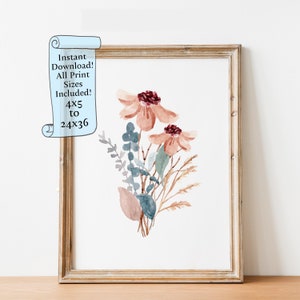 Watercolor Wildflower Downloadable print - Instant download - Wild flower print