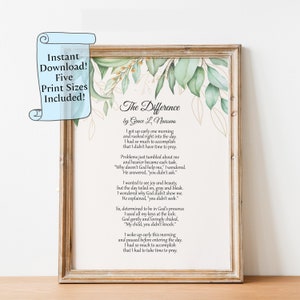 The Difference Poem by Grace L Naessens - Printable Wall Art - Digital ...