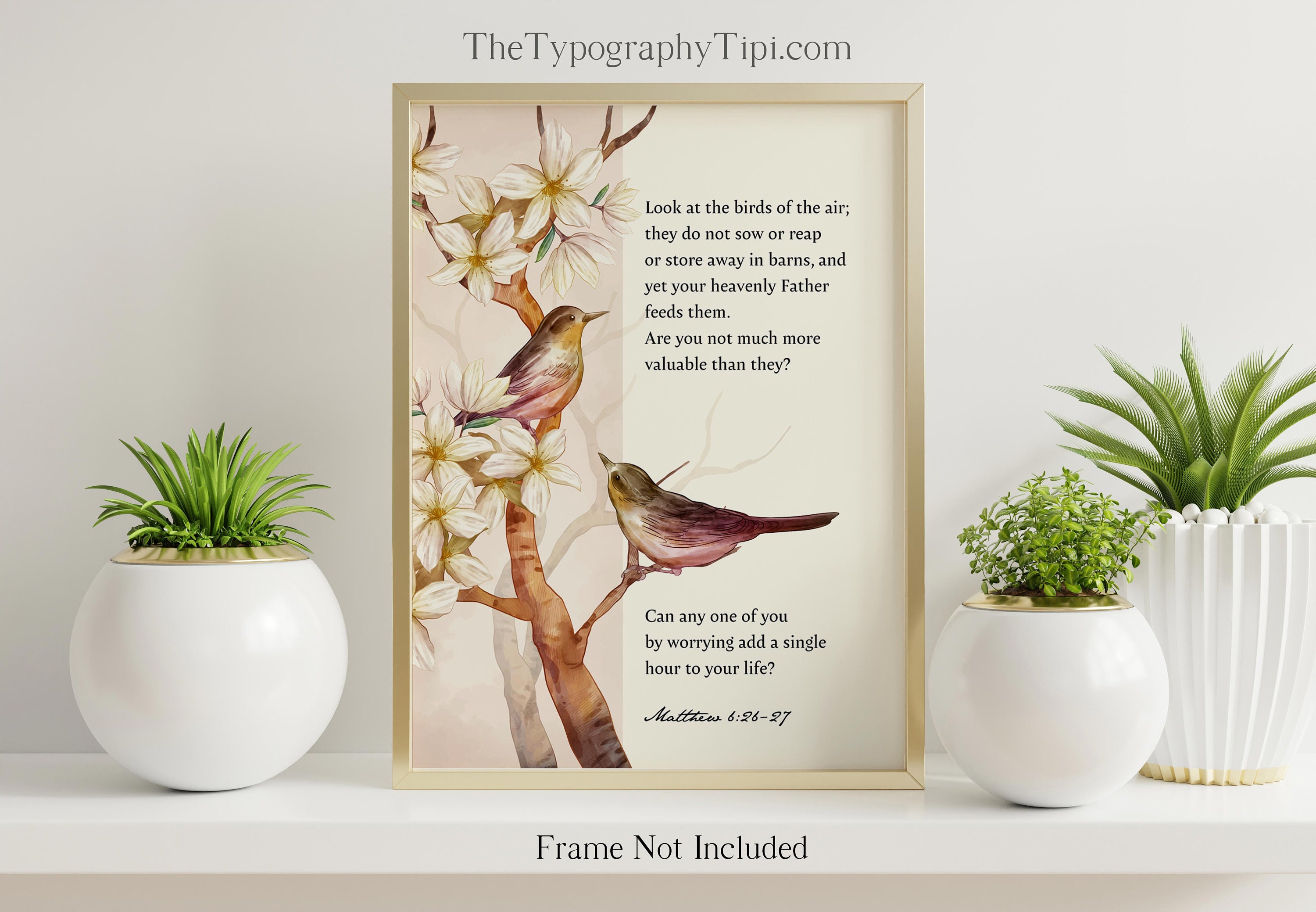 Scripture Wall Art - Look at the Birds Bible Verse - Matthew 6:26 - 27 ...